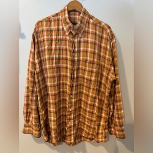 Burberry‎ Shirt Men's Large Orange Plaid Long Sleeve Button-Down Classic